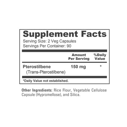 NusaPure Pterostilbene 150mg 180 Veggie Caps (Non-GMO, Vegan) - Maple Wellness Supplements