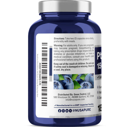 NusaPure Pterostilbene 150mg 180 Veggie Caps (Non-GMO, Vegan) - Maple Wellness Supplements