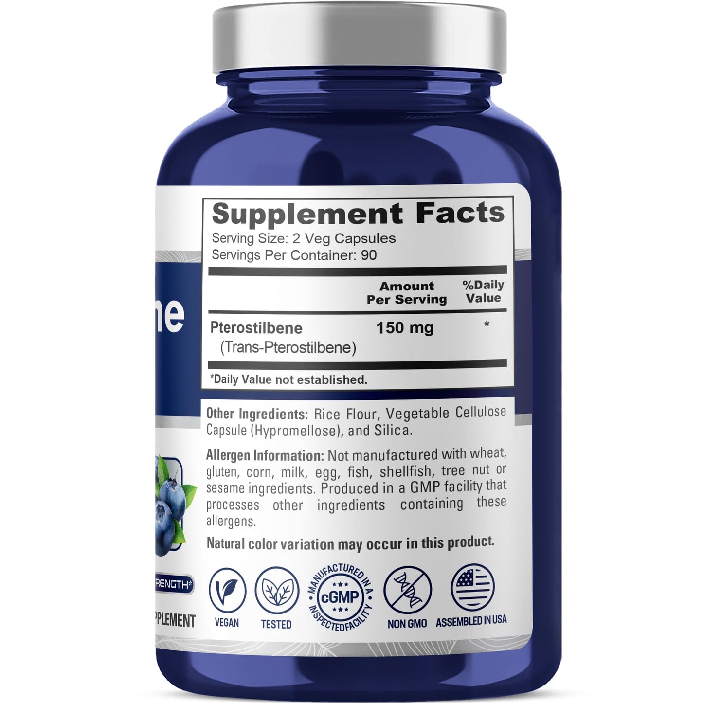 NusaPure Pterostilbene 150mg 180 Veggie Caps (Non-GMO, Vegan) - Maple Wellness Supplements