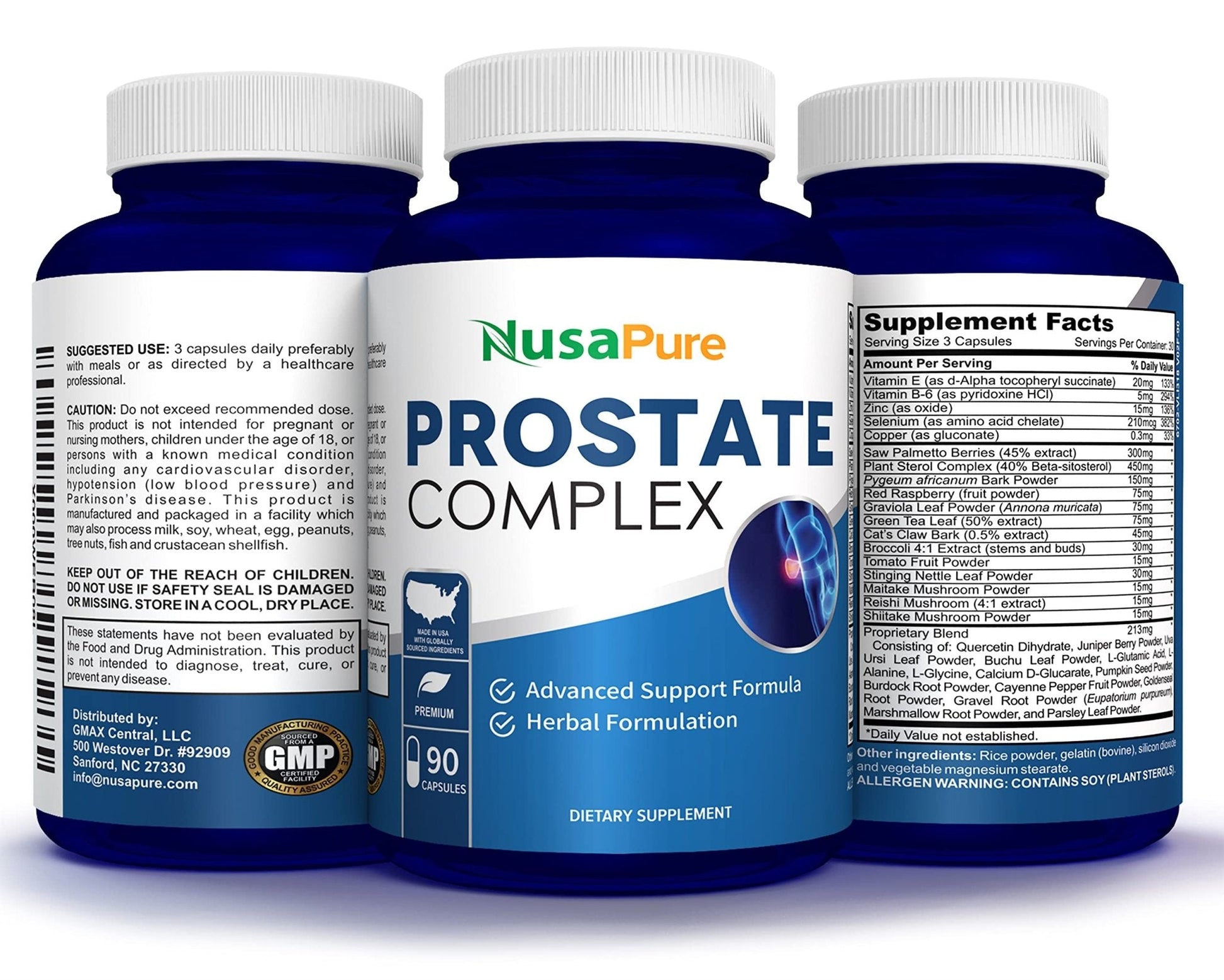 NusaPure Saw Prostate Palmetto Complex (Plant Sterol Complex, Nettle Root, Pygeum Bark, Graviola) - 90 Capsules - Maple Wellness Supplements