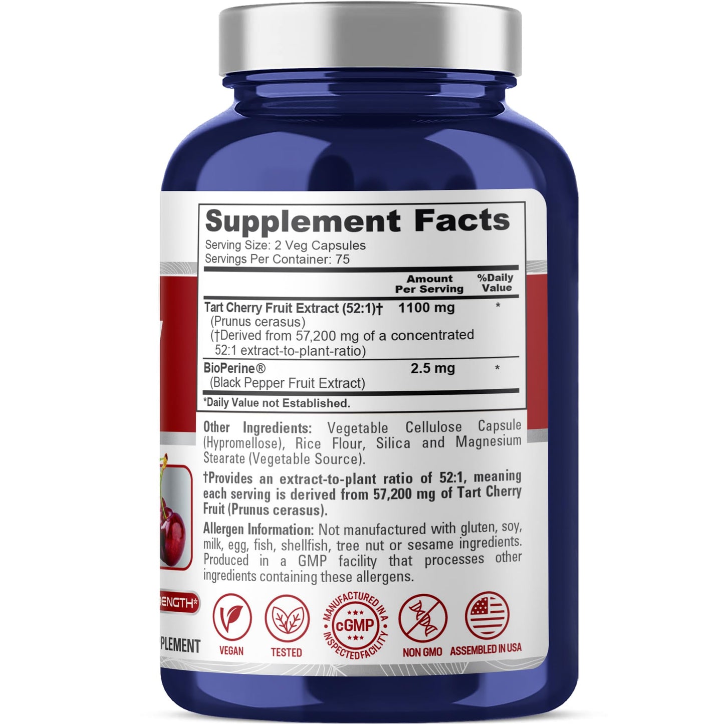 NusaPure Tart Cherry 57,200mg per Caps, 150 Count, Vegan, Non-GMO, Gluten Free - Maple Wellness Supplements