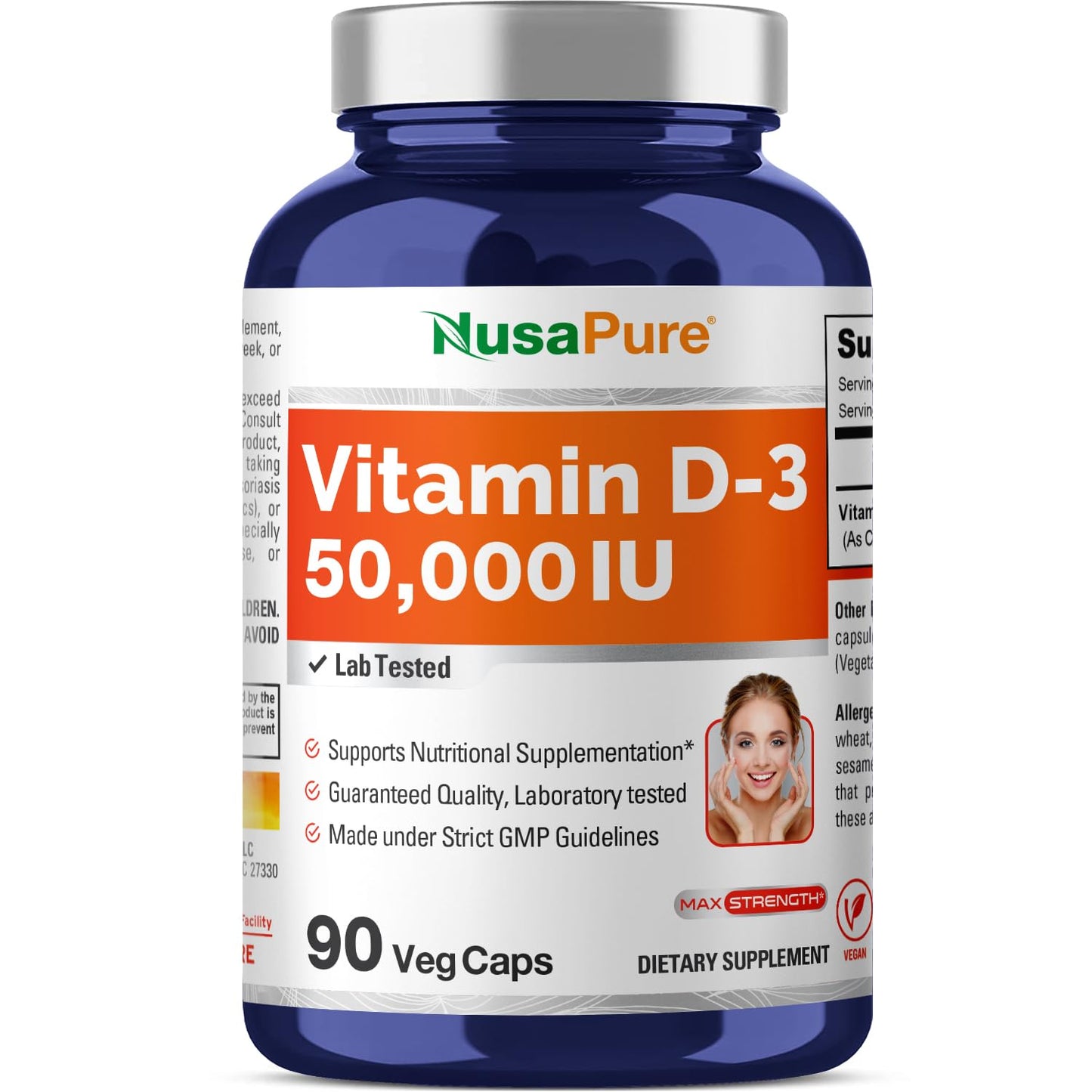 NusaPure Vitamin D3 50,000 IU 90 Veggie Capsules (Non-GMO & Vegan) - Maple Wellness Supplements