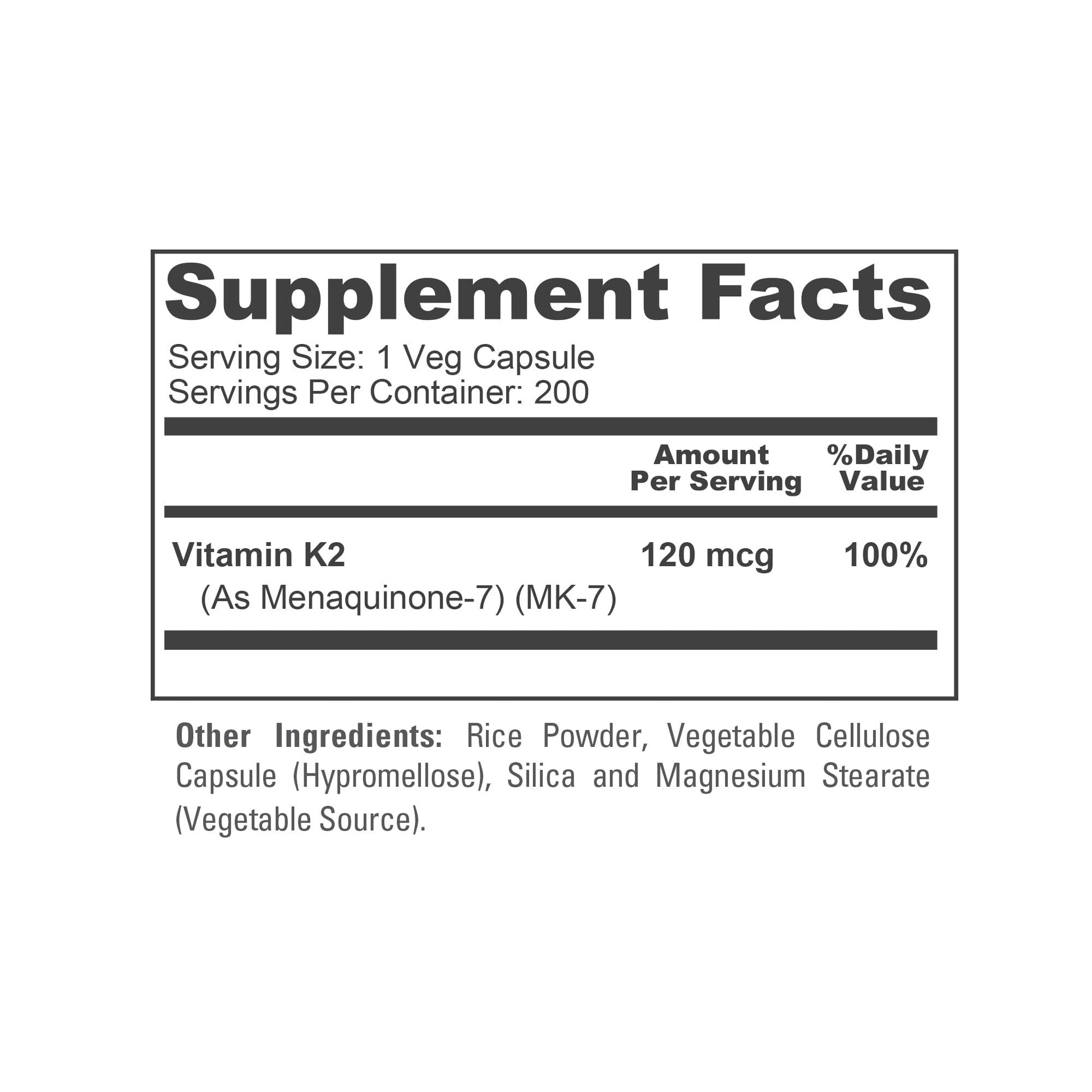 NusaPure Vitamin K2 MK7 120 mcg 200 Veggie Caps (Soy Free, Non-GMO, Vegan) - Maple Wellness Supplements