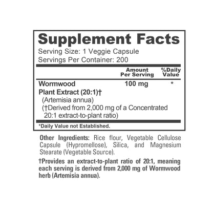 NusaPure Wormwood Capsules 2000mg | Artemisia Annua Herb | 200 Count | Non-GMO & Vegan Supplement - Maple Wellness Supplements