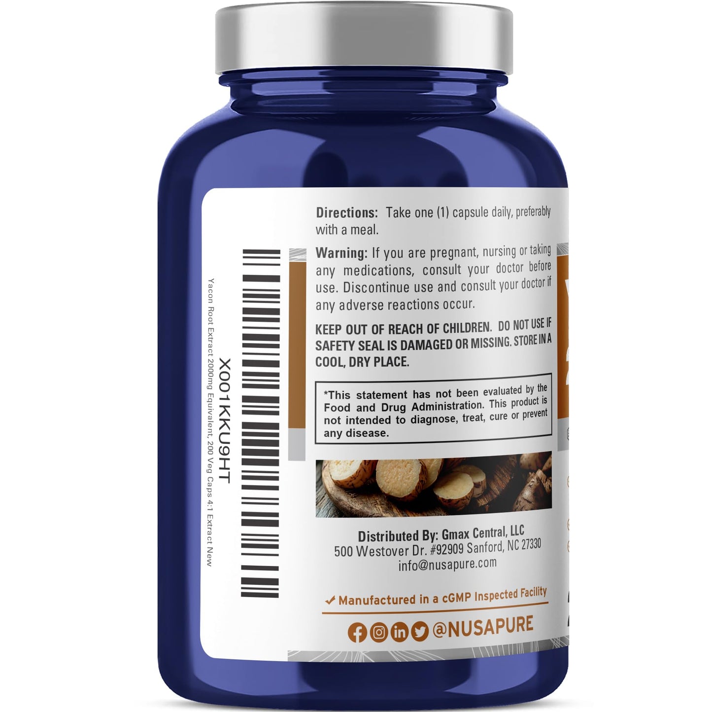 NusaPure Yacon Root Extract 2000mg 200 Vegetarian Capsules (Extract 4:1, Non-GMO, Vegan) - Maple Wellness Supplements