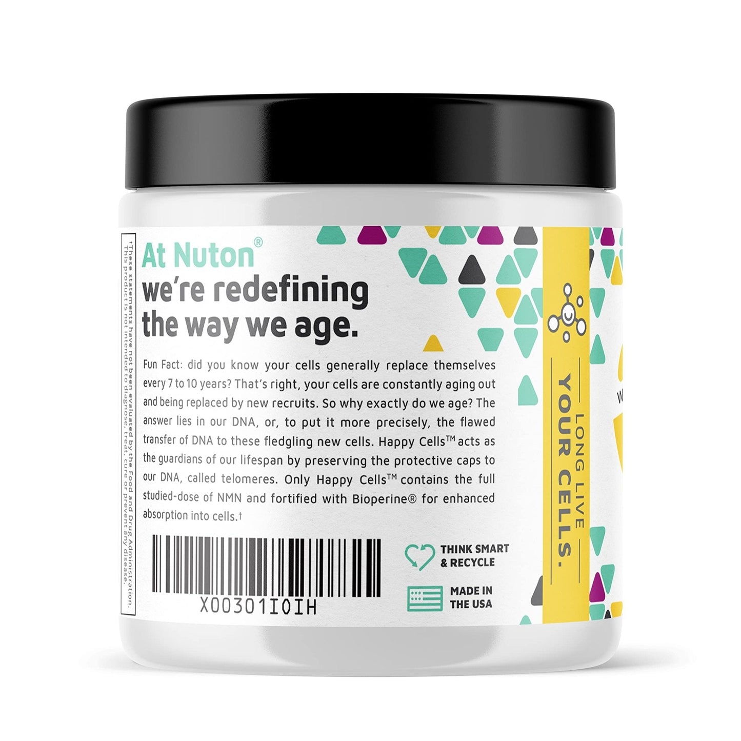 Nuton Happy Cells - NMN Supplement with Bioperine for Healthy Aging & Cellular Repair - NAD+ Supplement - Protects DNA, Promotes Skin Health & Brain Function - Maple Wellness Supplements