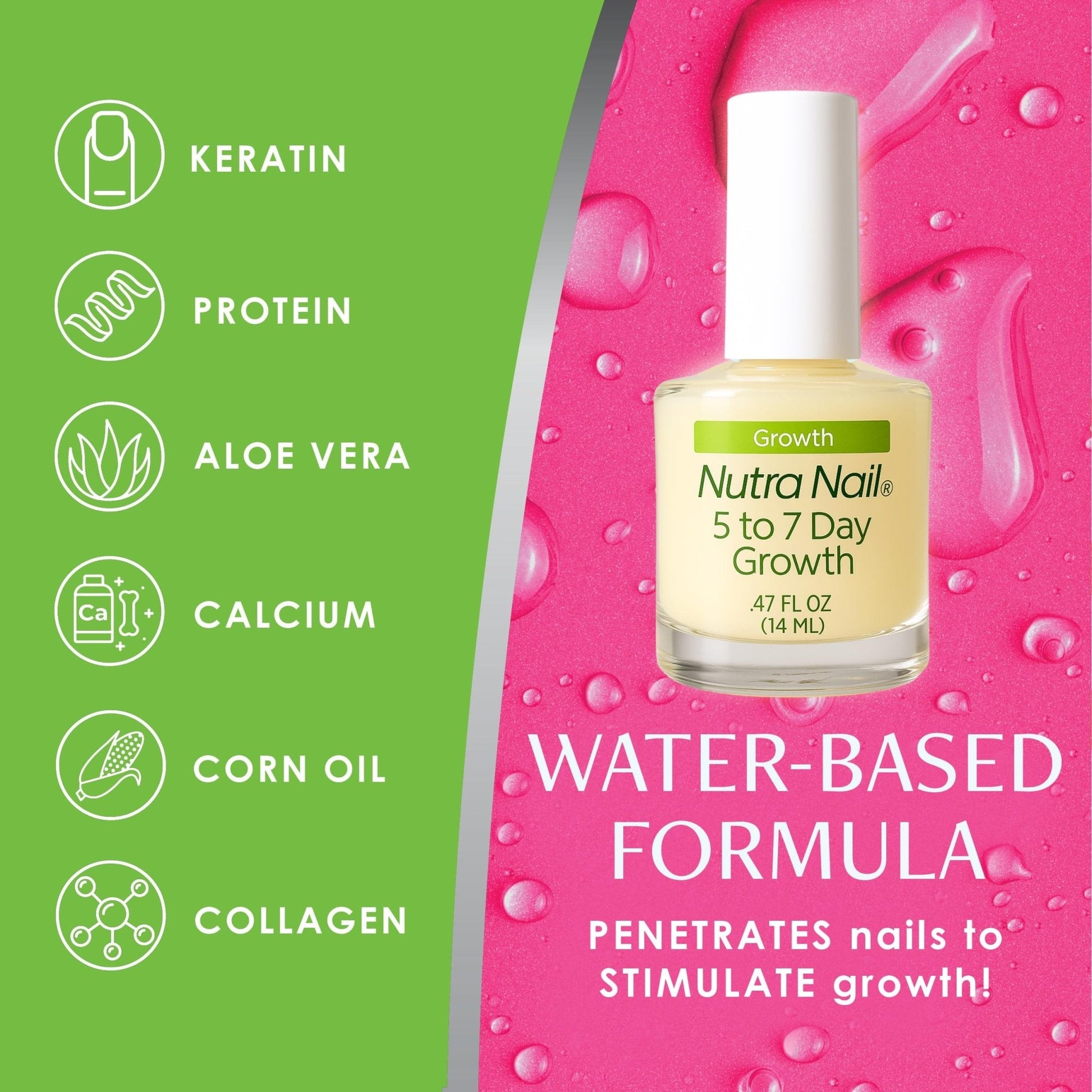 Nutra Nail 5 to 7 Day Growth Treatment - Fast Keratin Nail Hardener & Nail Strengthener for Thin Nails, Brittle & Damaged (0.47 Fl Oz) - Maple Wellness Supplements