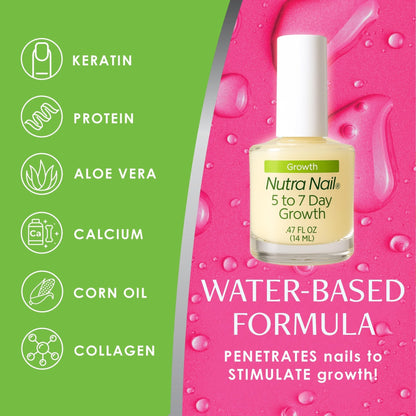 Nutra Nail 5 to 7 Day Growth Treatment - Fast Keratin Nail Hardener & Nail Strengthener for Thin Nails, Brittle & Damaged (0.47 Fl Oz) - Maple Wellness Supplements