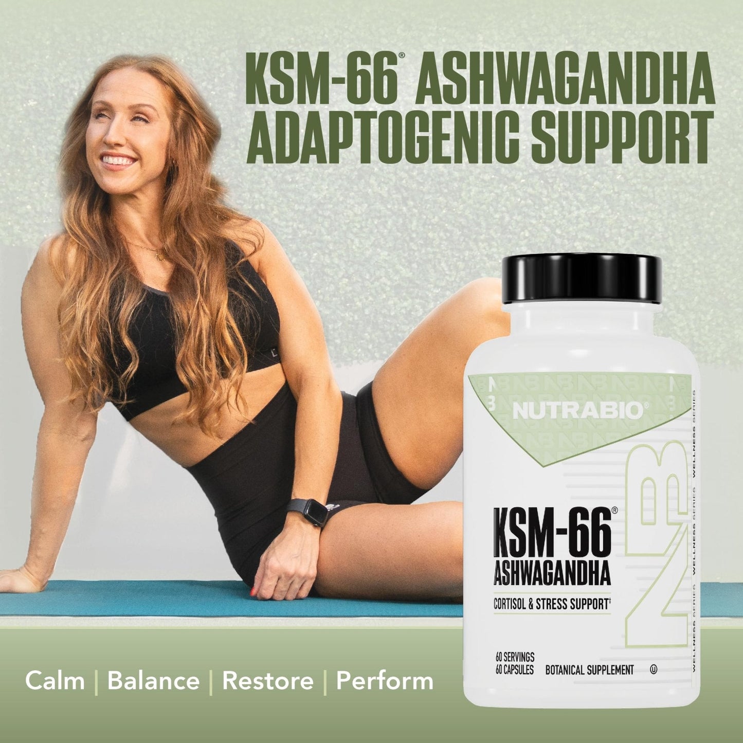 NutraBio Ashwagandha KSM-66 | Ashwagandha Herbal Supplement for Stress, Mood, & Performance | 600 MG of Clinically Studied KSM66 60 Capsules - Maple Wellness Supplements