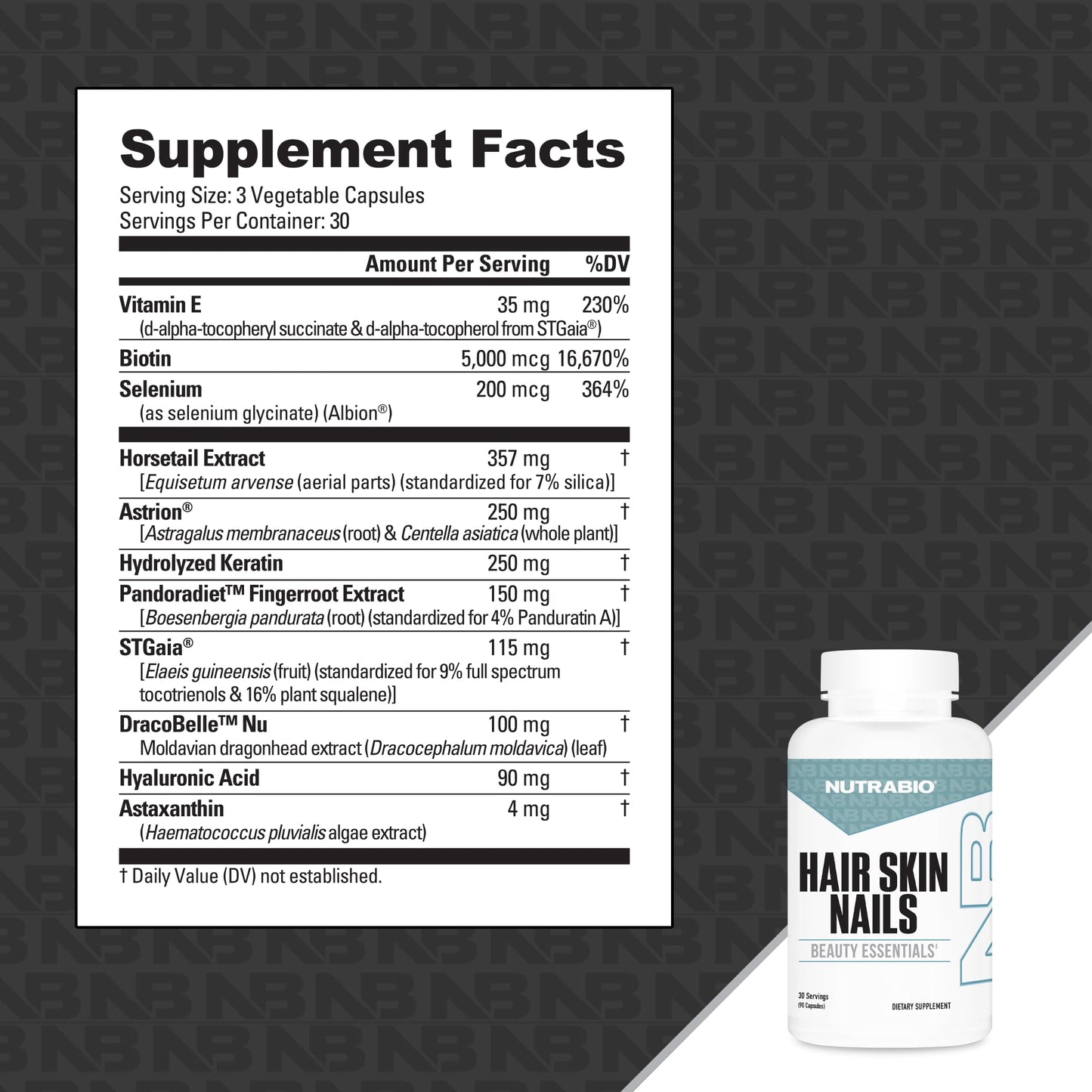 NutraBio Hair Skin Nails Vitamins | Enhanced Collagen Support | Skin Hydration | Hair Growth Vitamins for Women with Biotin, Keratin, Hyaluronic Acid & More - 90 Capsules - Maple Wellness Supplements