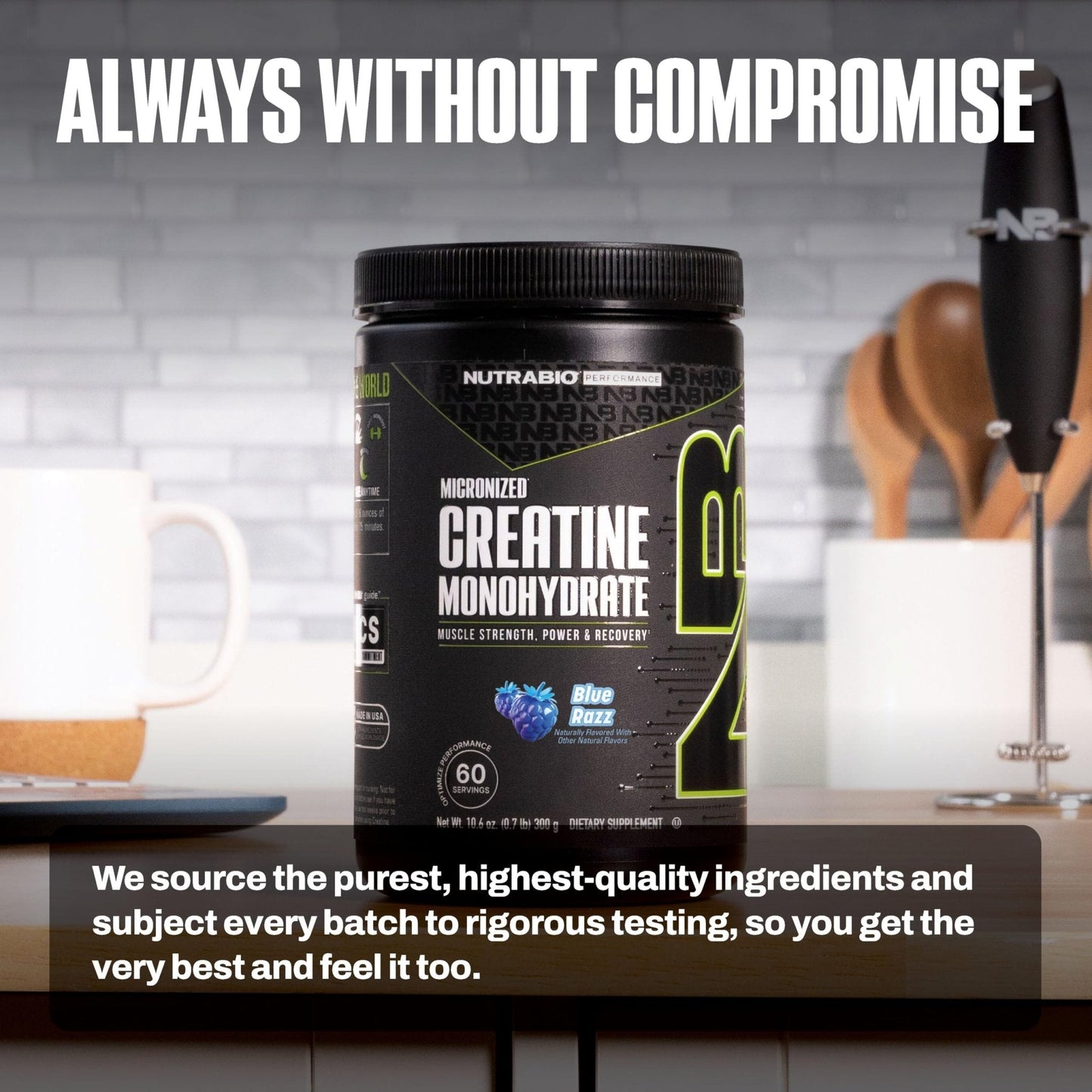 NutraBio Pure Micronized Creatine Monohydrate Powder Supplement, Blue Razz (300 g) - Supports Bulk Muscle Energy, Recovery, and Strength - HPLC Tested Creatine Powder Supplement for Men and Women - Maple Wellness Supplements