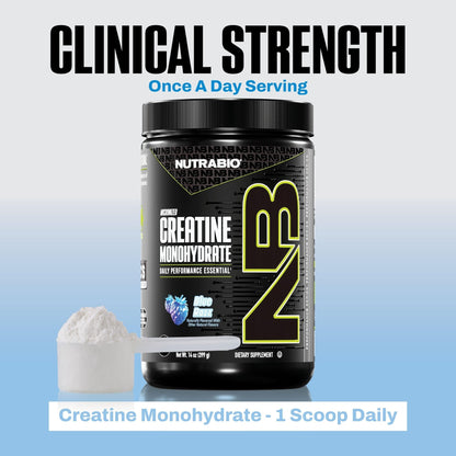 NutraBio Pure Micronized Creatine Monohydrate Powder Supplement, Blue Razz (300 g) - Supports Bulk Muscle Energy, Recovery, and Strength - HPLC Tested Creatine Powder Supplement for Men and Women - Maple Wellness Supplements