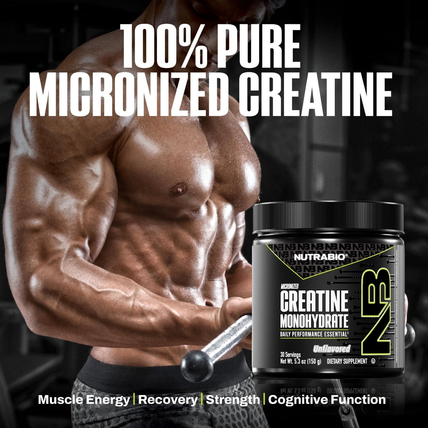 NutraBio Pure Micronized Creatine Monohydrate Powder Supplement, Unflavored, (150 g) - Supports Bulk Muscle Energy, Recovery, and Strength - HPLC Tested Creatine Powder Supplement for Men and Women - Maple Wellness Supplements
