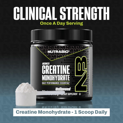 NutraBio Pure Micronized Creatine Monohydrate Powder Supplement, Unflavored, (150 g) - Supports Bulk Muscle Energy, Recovery, and Strength - HPLC Tested Creatine Powder Supplement for Men and Women - Maple Wellness Supplements