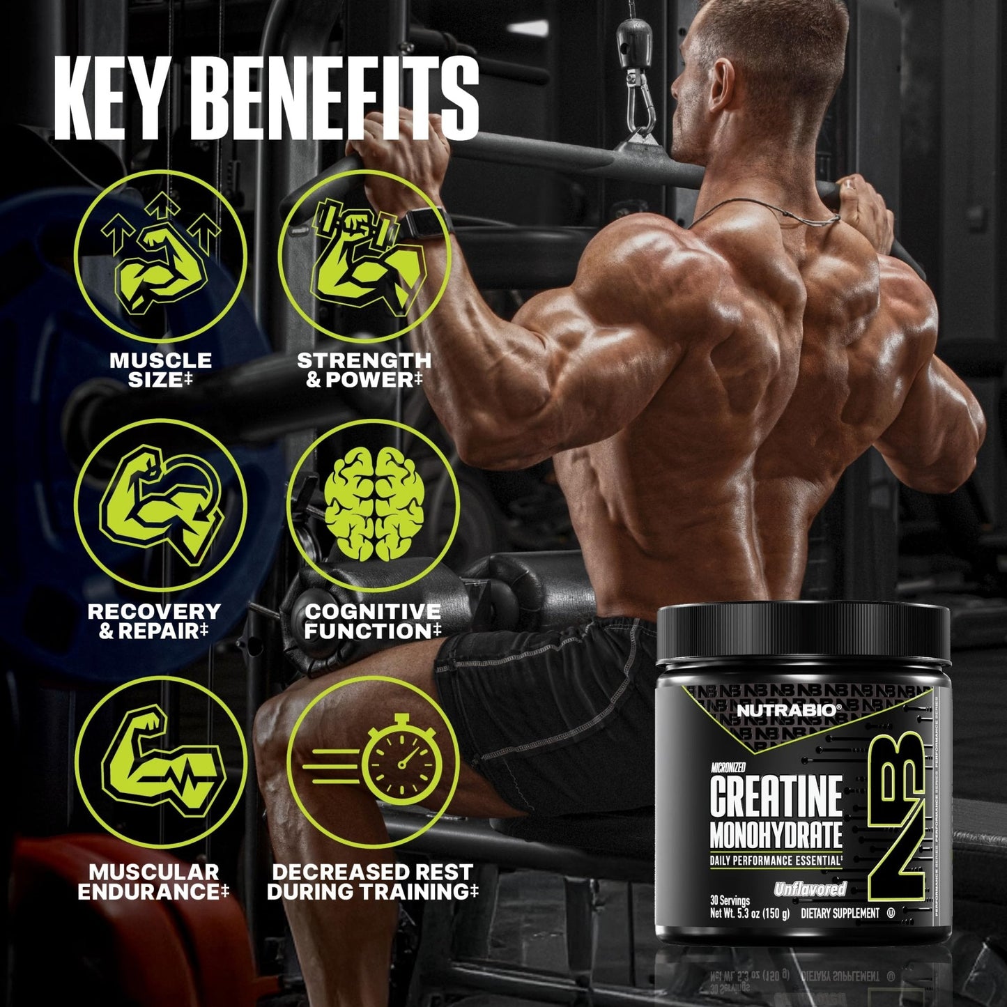 NutraBio Pure Micronized Creatine Monohydrate Powder Supplement, Unflavored, (150 g) - Supports Bulk Muscle Energy, Recovery, and Strength - HPLC Tested Creatine Powder Supplement for Men and Women - Maple Wellness Supplements