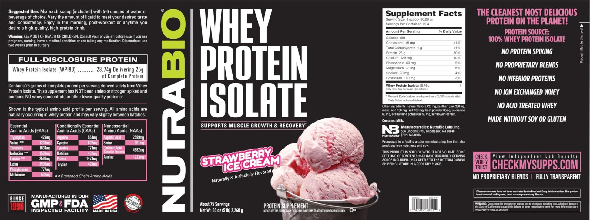 NutraBio Whey Protein Isolate Supplement – 25g of Protein Per Scoop with Complete - Maple Wellness Supplements