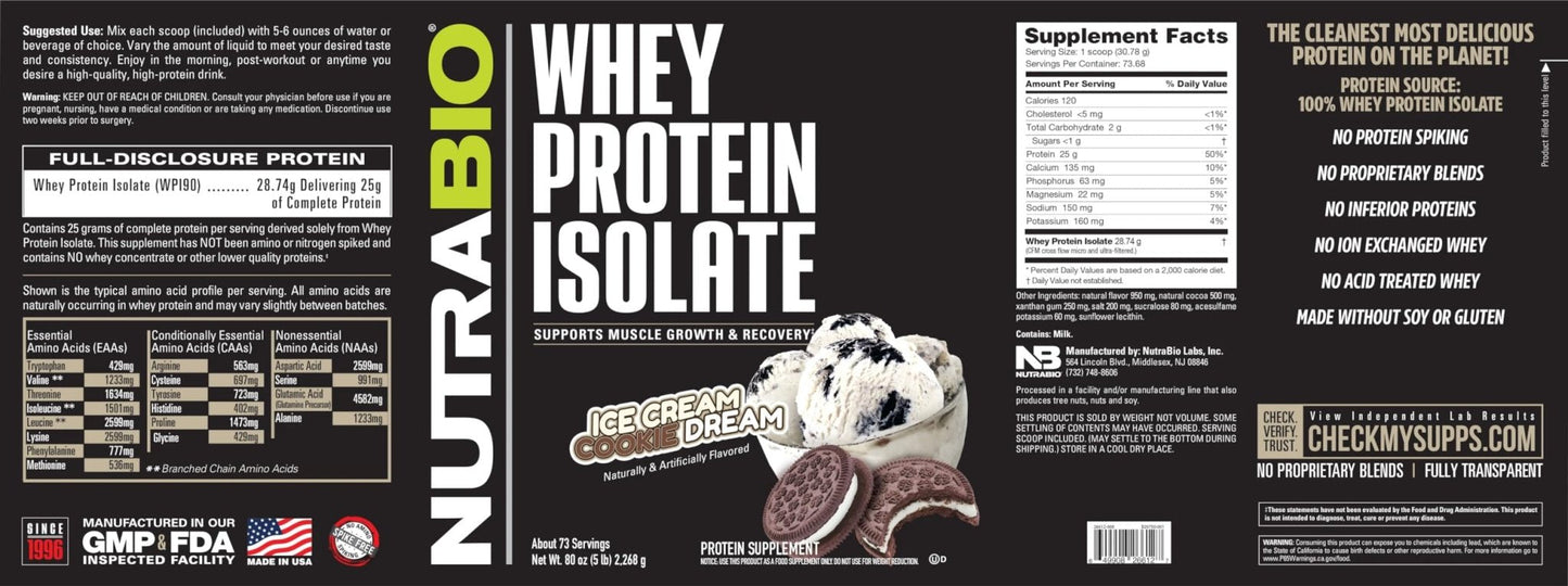 NutraBio Whey Protein Isolate Supplement – 25g of Protein Per Scoop with Complete - Maple Wellness Supplements