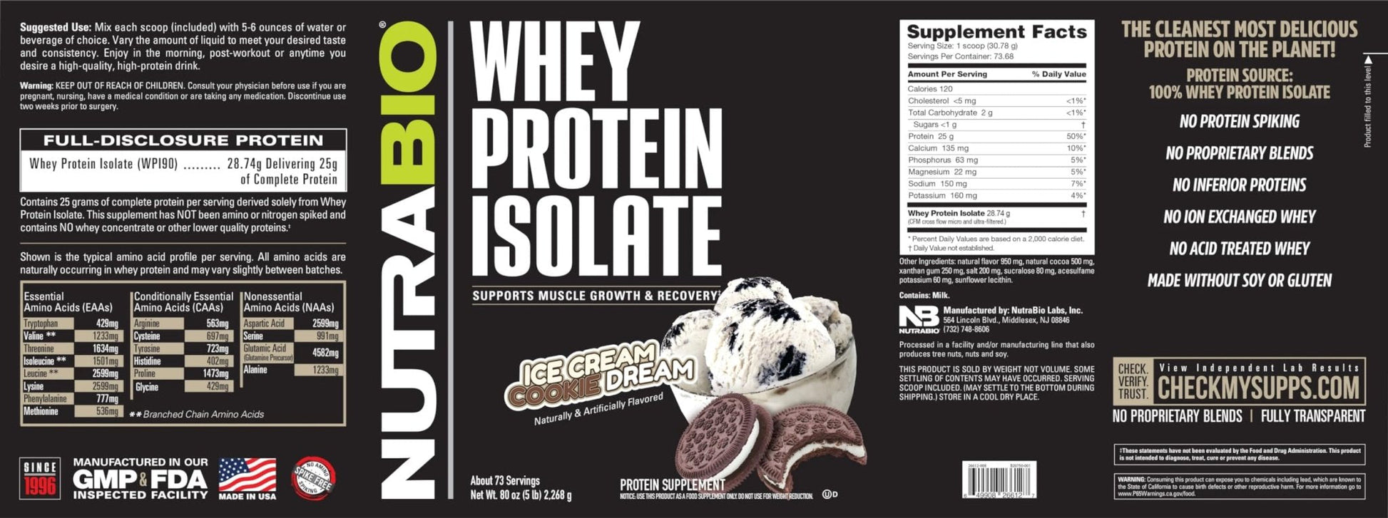 NutraBio Whey Protein Isolate Supplement – 25g of Protein Per Scoop with Complete - Maple Wellness Supplements
