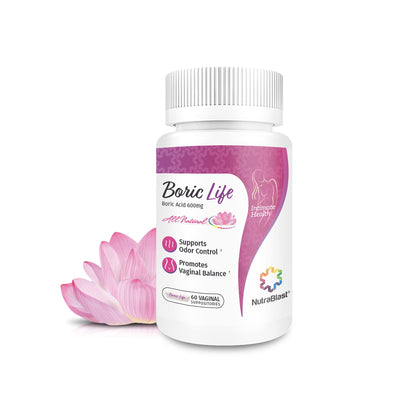 NutraBlast Boric Acid Suppositories - 100% Pure Made in USA - Boric Life Intimate Health Support (60 Count) - Maple Wellness Supplements