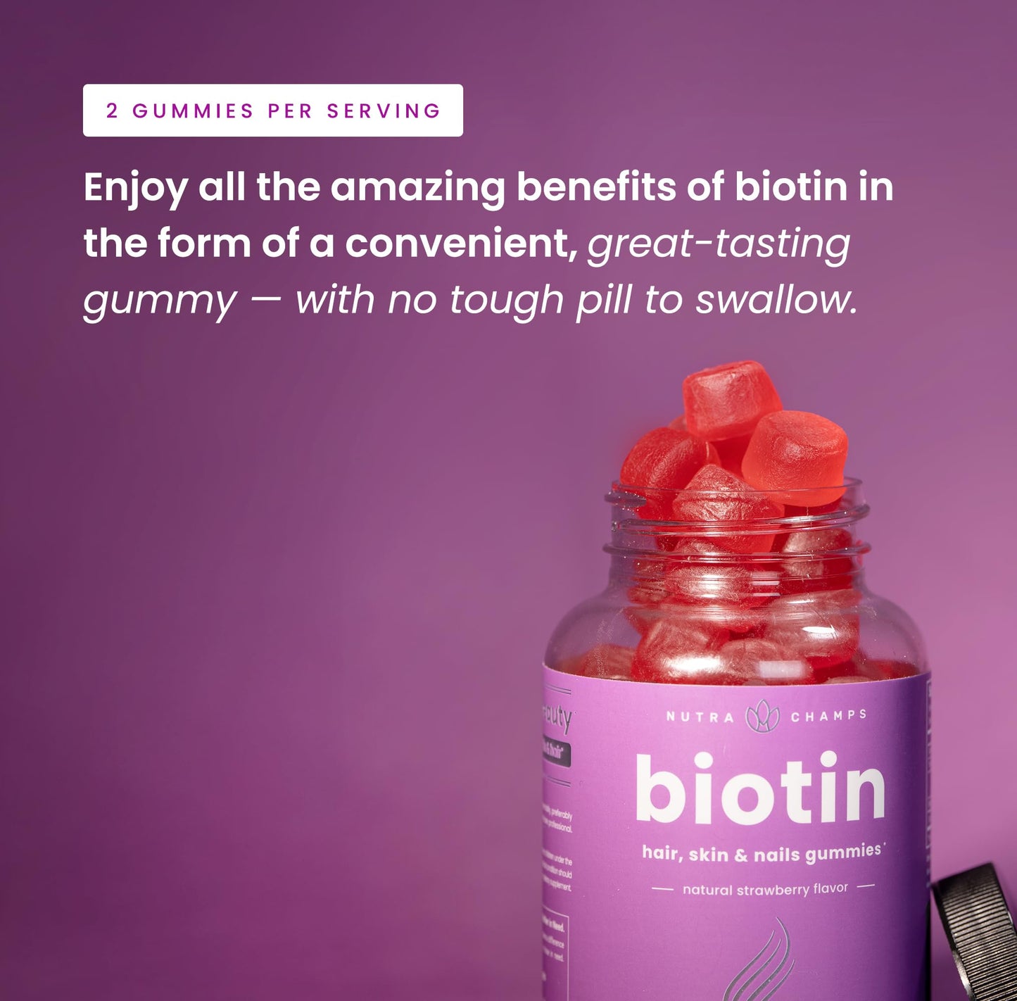 NutraChamps (2 Pack) Biotin Gummies 10,000mcg [High Potency] for Healthy Hair, Skin & Nails for Adults & Kids - 5000mcg in Each Gummy Vitamin - Vegan, Non-GMO - Maple Wellness Supplements