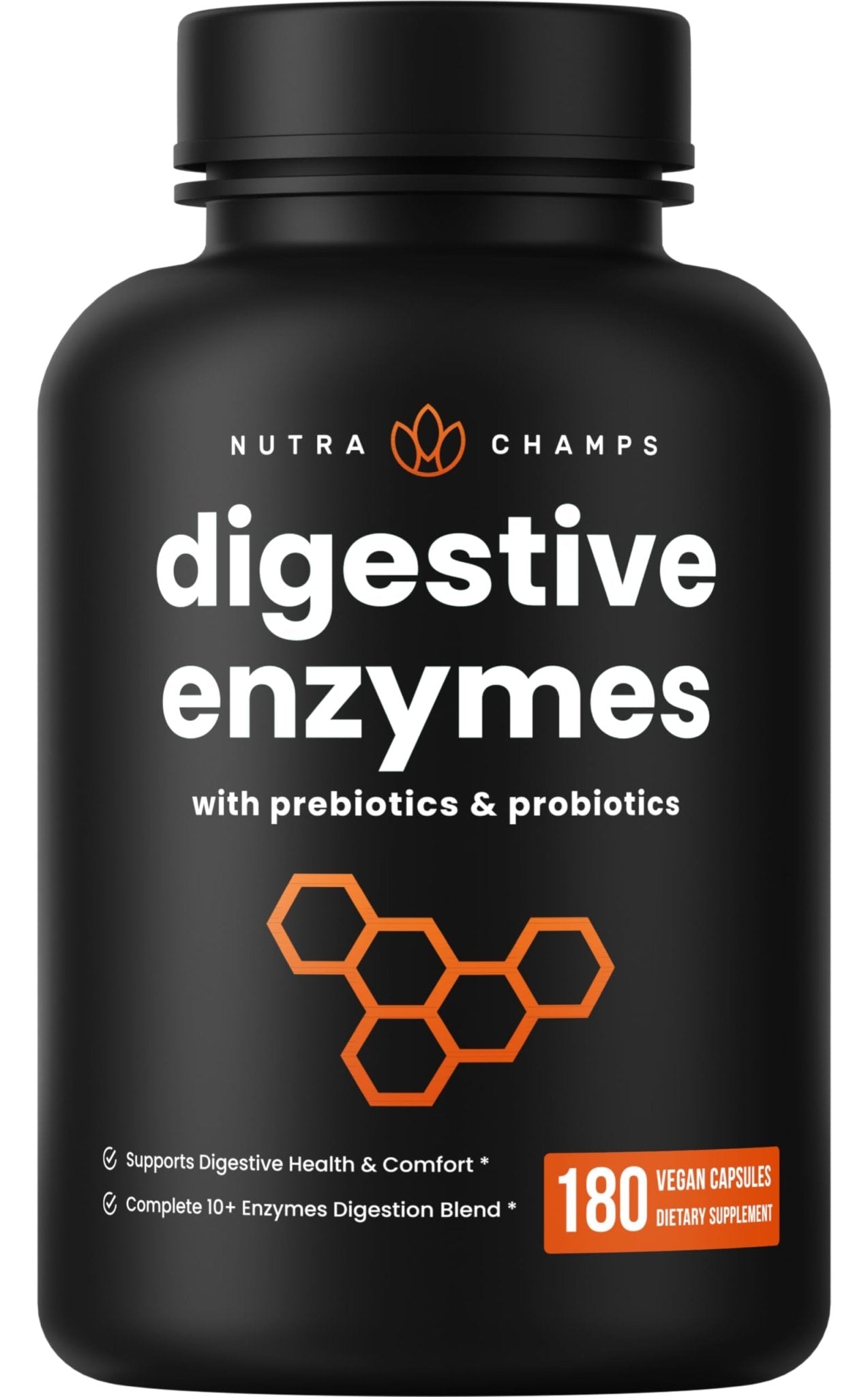 NutraChamps Digestive Enzymes with Probiotics and Prebiotics for Women & Men - 180 Vegan Capsules with Bromelain for Bloating & Optimal Gut Health - Maple Wellness Supplements