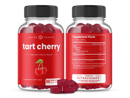 NutraChamps Tart Cherry Gummies - Tart Cherry Extract with Celery Seed - 60 Vegan Gummies (2-Pack) - Maple Wellness Supplements