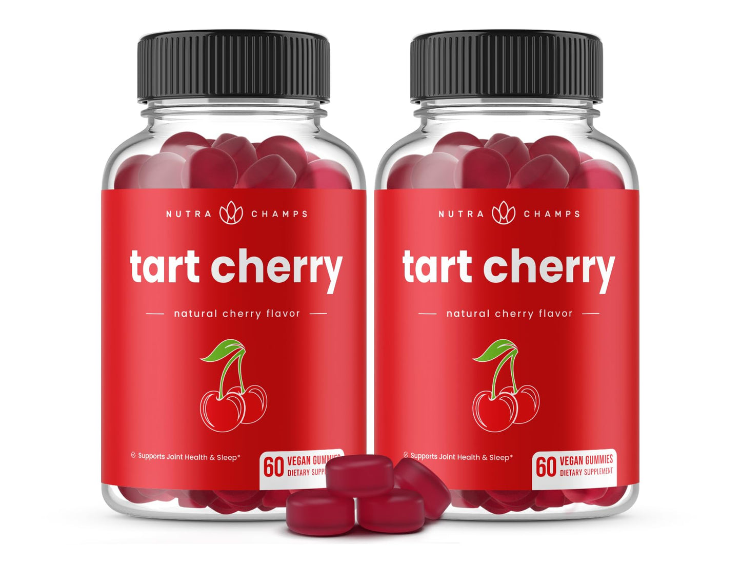 NutraChamps Tart Cherry Gummies - Tart Cherry Extract with Celery Seed - 60 Vegan Gummies (2-Pack) - Maple Wellness Supplements