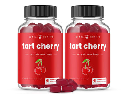 NutraChamps Tart Cherry Gummies - Tart Cherry Extract with Celery Seed - 60 Vegan Gummies (2-Pack) - Maple Wellness Supplements