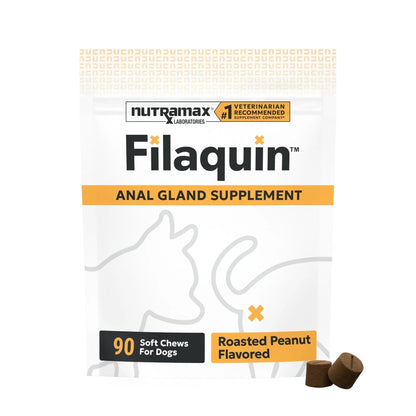 Nutramax Filaquin Anal Gland Supplement for Dogs, from The Same Company as Cosequin & Proviable, with Pre & Postbiotics and Psyllium Husk Fiber to Support Anal Gland Health, 90 Count Soft Chews - Maple Wellness Supplements