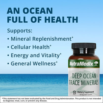 NutraMedix Deep Ocean Trace Minerals 1,000mg - Mineral & Energy Supplements - Magnesium, Zinc, Potassium, Boron, Phosphorus & Manganese - Maple Wellness Supplements