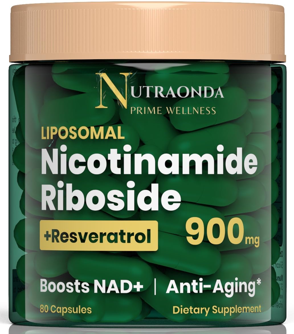 NUTRAONDA Liposomal Nicotinamide Riboside 900mg Resveratrol & Quercetin – NAD Supplement Plus for Anti Aging, Cellular Energy & Improve Health- 80 Capsules - Maple Wellness Supplements
