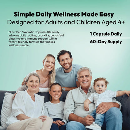 NutraPep Synbiotics Probiotic Prebiotic Postbiotic - Daily Gut Health Support with Pre Pro & Post Biotics for Men Women - Digestive & Immune Support Balance Synbiotic Supplement - Vegan Gluten Free - Maple Wellness Supplements