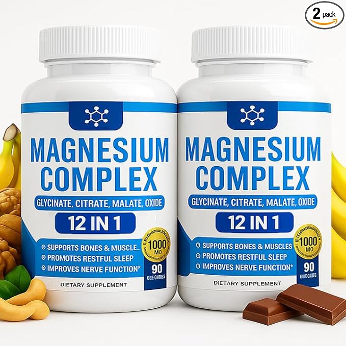 Nutrapure Magnesium Complex 7 Elemental Supplement - Magnesio Complex 1000mg Forms Including Glycinate, Citrate, Malate, Taurate Chelated | Energy Support | Vegan Non-GMO, 90 Capsules (2) - Maple Wellness Supplements