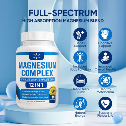Nutrapure Magnesium Complex 7 Elemental Supplement - Magnesio Complex 1000mg Forms Including Glycinate, Citrate, Malate, Taurate Chelated | Energy Support | Vegan Non-GMO, 90 Capsules (2) - Maple Wellness Supplements