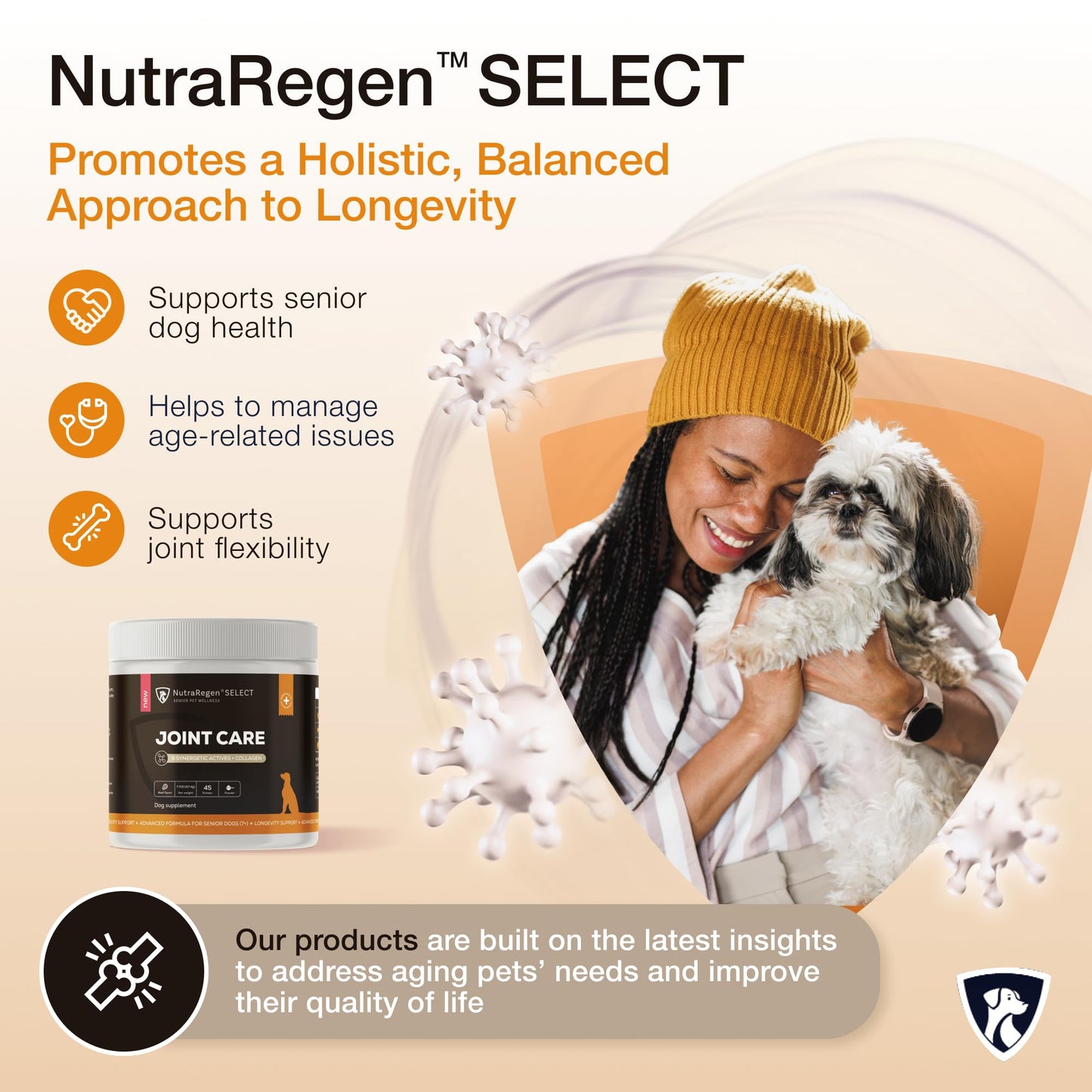 NutraRegen Select Senior Dog Joint Supplement 45 Scoops | Natural Glucosamine Chondroitin for Dogs with Collagen | Hip and Joint Powder | 7.7 Oz - Maple Wellness Supplements