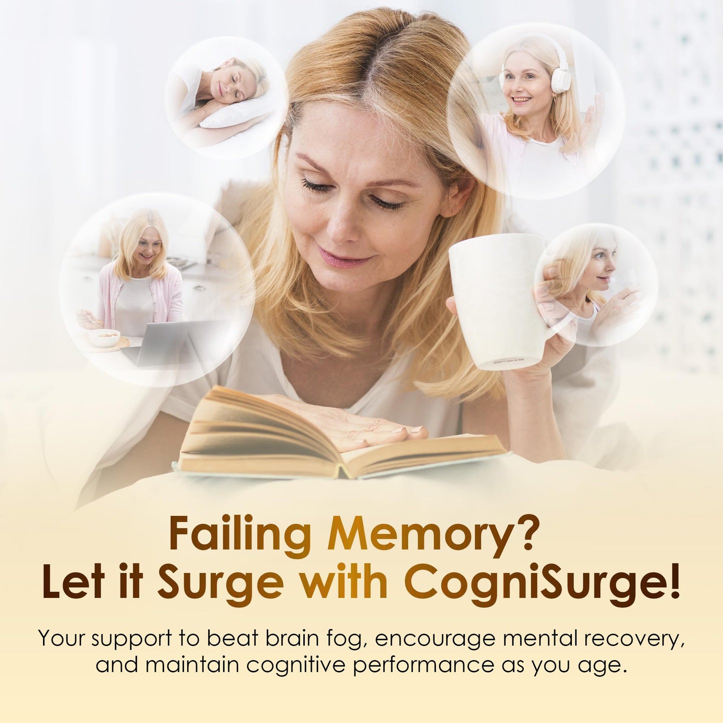 Nutraville CogniSurge Nootropics Brain Support Supplement for Memory and Focus - Nature-Powered Lion's Mane Supplement Capsules with Shilajit - No Caffeine or Stimulants - 30 Servings - Maple Wellness Supplements