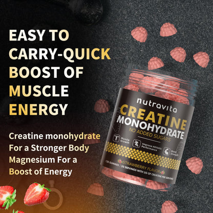 Nutravita NSF Certified Creatine Gummy - Creatine Monohydrate Gummies for Men & Women-5g of Creatine Monohydrate per Serving - Sugar Free, - Maple Wellness Supplements