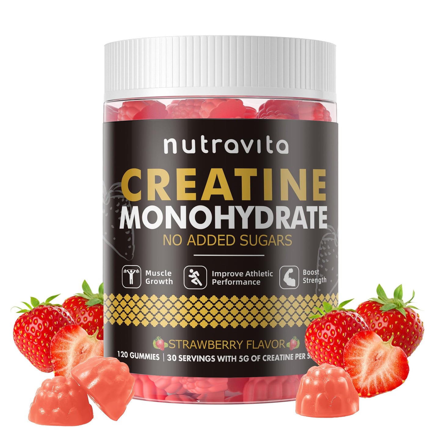 Nutravita NSF Certified Creatine Gummy - Creatine Monohydrate Gummies for Men & Women-5g of Creatine Monohydrate per Serving - Sugar Free, - Maple Wellness Supplements