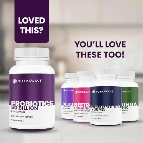 Nutrawave 50 Billion Probiotics for Women & Men, 15 Strains Active Culture. Relieves Bloating & Constipation, Improved Digestion & Gut Health Supplement, Vegan. 60 Powerful Small Capsules. - Maple Wellness Supplements