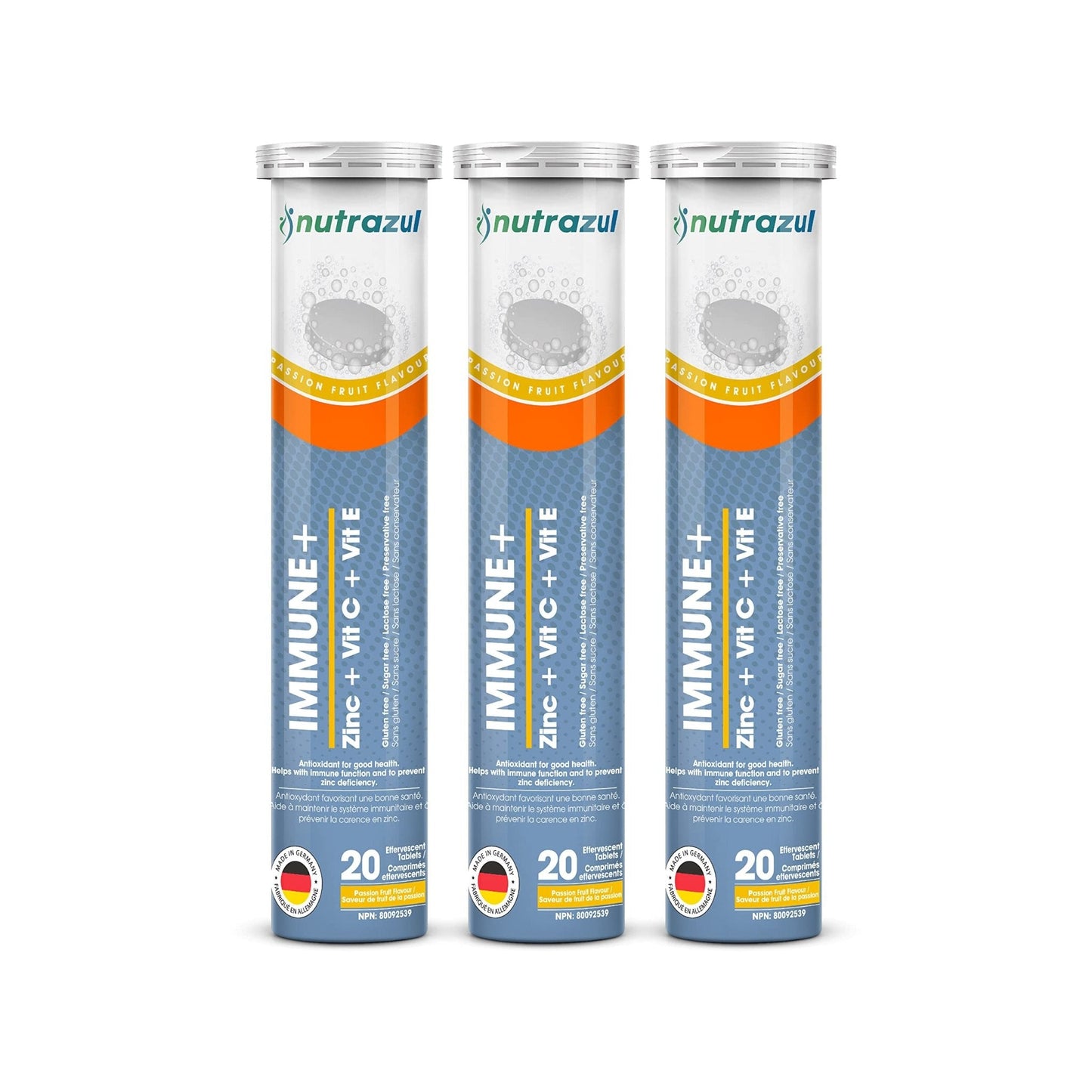 nutrazul Immune+ Effervescent Tablets, Vitamin C, Vitamin E & Zinc Supplement, Supports Overall Wellness with a VIT C, VIT E & Zinc Blend - Maple Wellness Supplements