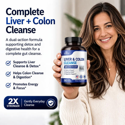 Nutreb Liver & Colon Cleanse - 2X Stronger - Liver Cleanse Detox & Repair - Colon Cleanser & Detox - Premium Milk Thistle Supplement - Maple Wellness Supplements