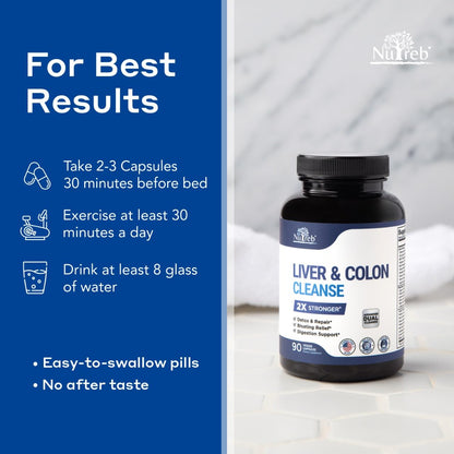 Nutreb Liver & Colon Cleanse - 2X Stronger - Liver Cleanse Detox & Repair - Colon Cleanser & Detox - Premium Milk Thistle Supplement - Maple Wellness Supplements