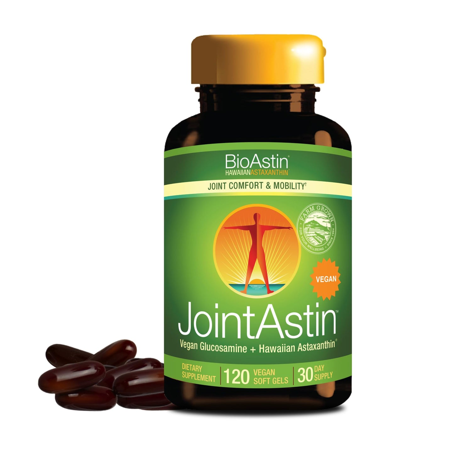 Nutrex Hawaii JointAstin - 12 mg, 120 Softgels - Joint Support Supplement with Glucosamine & BioAstin Hawaiian Astaxanthin - Farm-Direct Antioxidant Supplement Joint, Eye, Skin & Immune System Health* - Maple Wellness Supplements