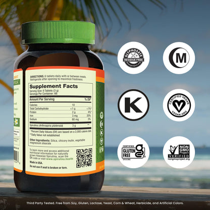 Nutrex Hawaii Pure Hawaiian Spirulina – Vegan Superfood, 500 mg Tablets, Farm Grown in Kona, Non-GMO - Maple Wellness Supplements