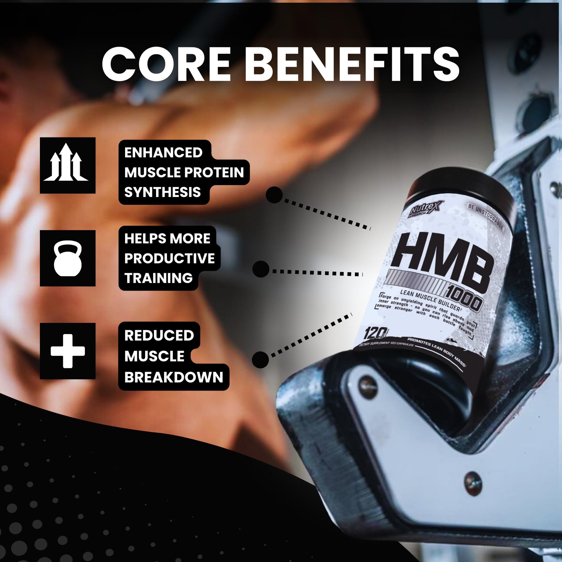 Nutrex Research HMB 1000 MG | Supports Muscle Recovery, Reduce Skeletal Muscle Damage, Increased Strength, Prevent Muscle Loss | 120 Capsules - Maple Wellness Supplements
