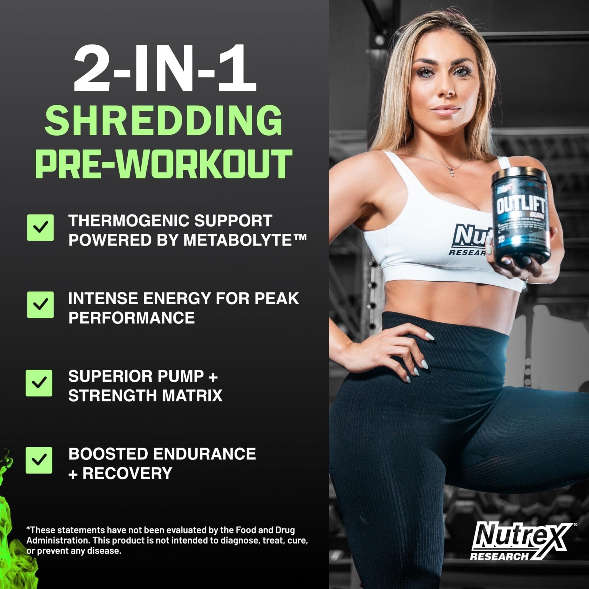 Nutrex Research Outlift Burn Thermogenic Pre Workout Powder, 2 in 1 Performance - Maple Wellness Supplements
