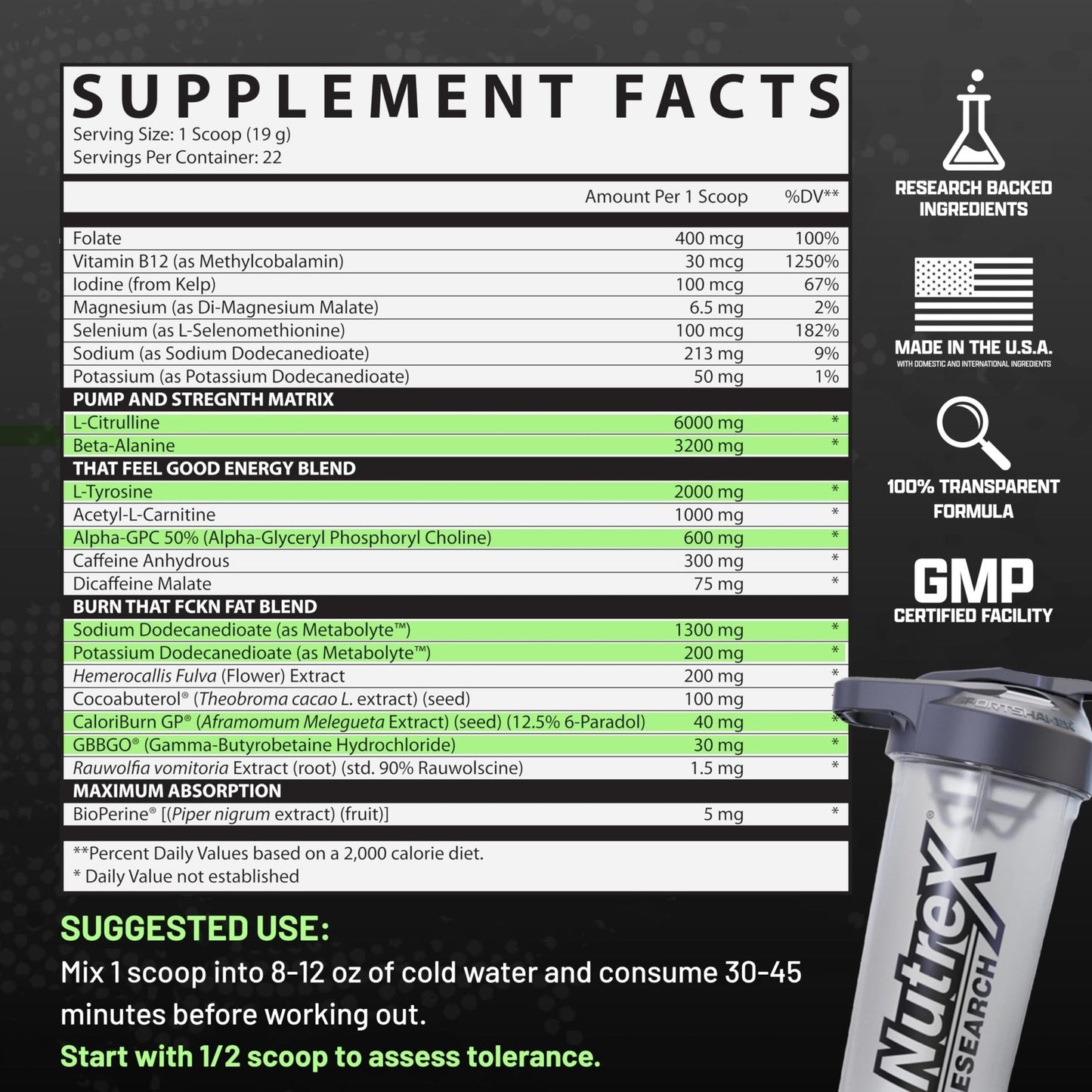 Nutrex Research Outlift Burn Thermogenic Pre Workout Powder, 2 in 1 Performance - Maple Wellness Supplements
