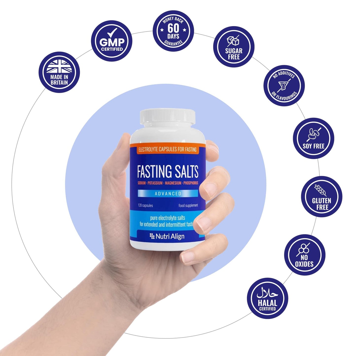 Nutri-Align Fasting Salts Electrolytes Advanced, 120 Capsules | Sodium Potassium Magnesium Phosphorus | Pure Fasting Electrolytes | Sugar Free & Filler Free - Maple Wellness Supplements
