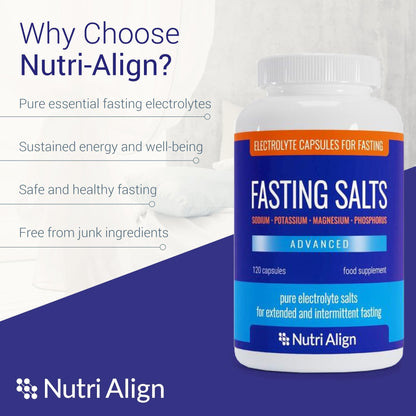 Nutri-Align Fasting Salts Electrolytes Advanced, 120 Capsules | Sodium Potassium Magnesium Phosphorus | Pure Fasting Electrolytes | Sugar Free & Filler Free - Maple Wellness Supplements