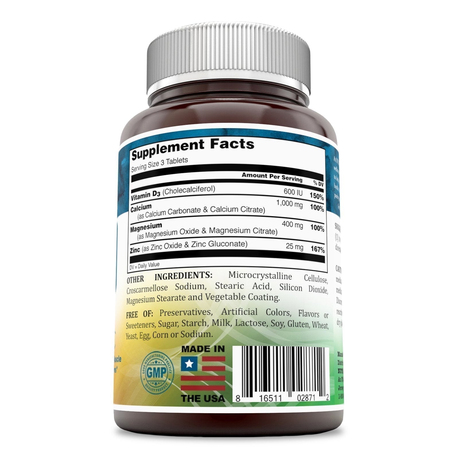 Nutri Essentials Calcium Magnesium Zinc + Vitamin D3 Tablets- Promotes Strong Bones & Teeth, Support Nerve & Muscle Function* (300 Count) - Maple Wellness Supplements